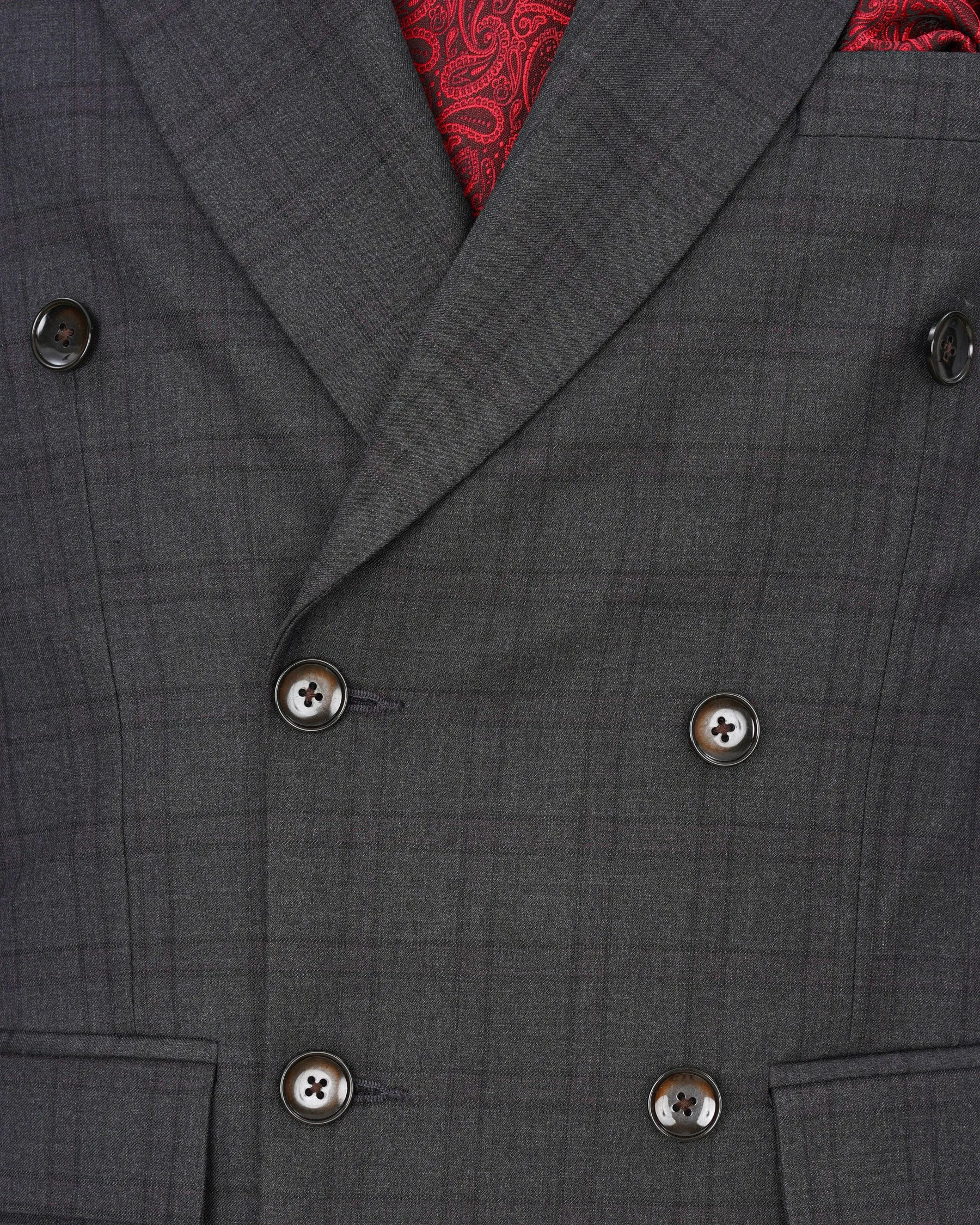 Gravel Gray Plaid Double Breasted Blazer