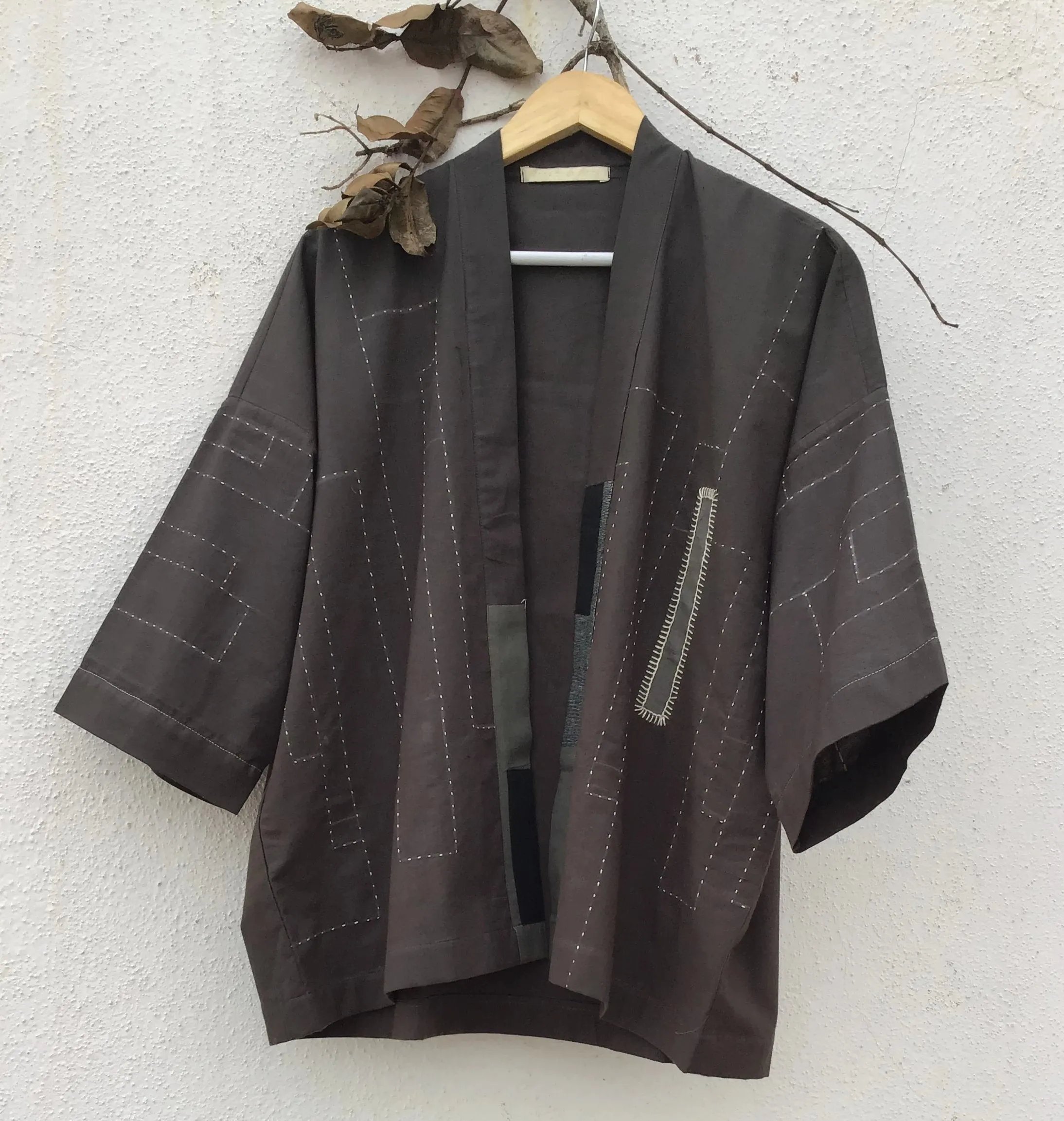 Grey Hand Embroidered Kimono