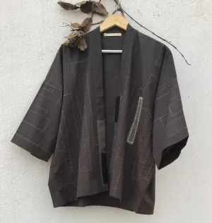 Grey Hand Embroidered Kimono