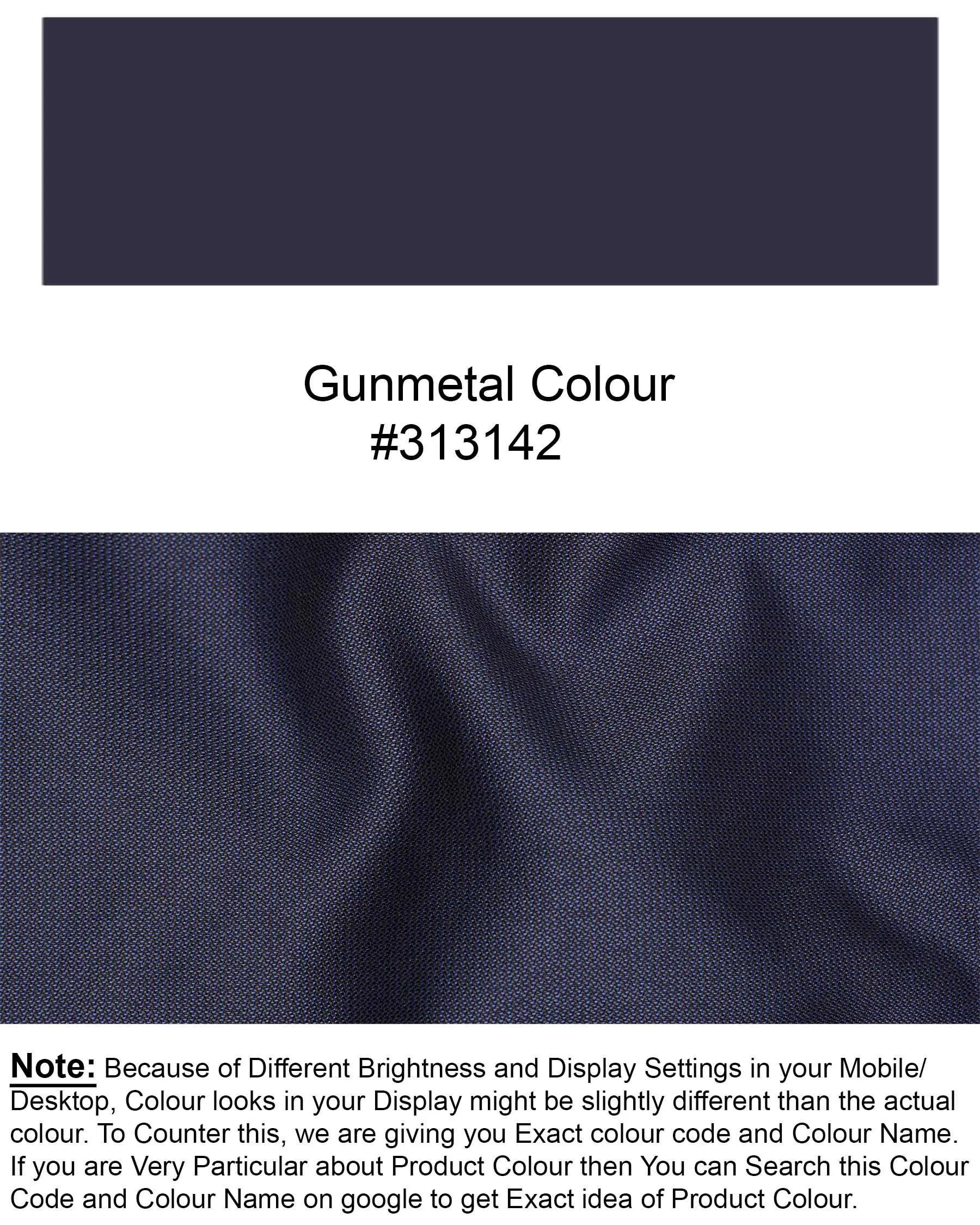 Gunmetal Navy Blue with Black Lapel Tuxedo Blazer