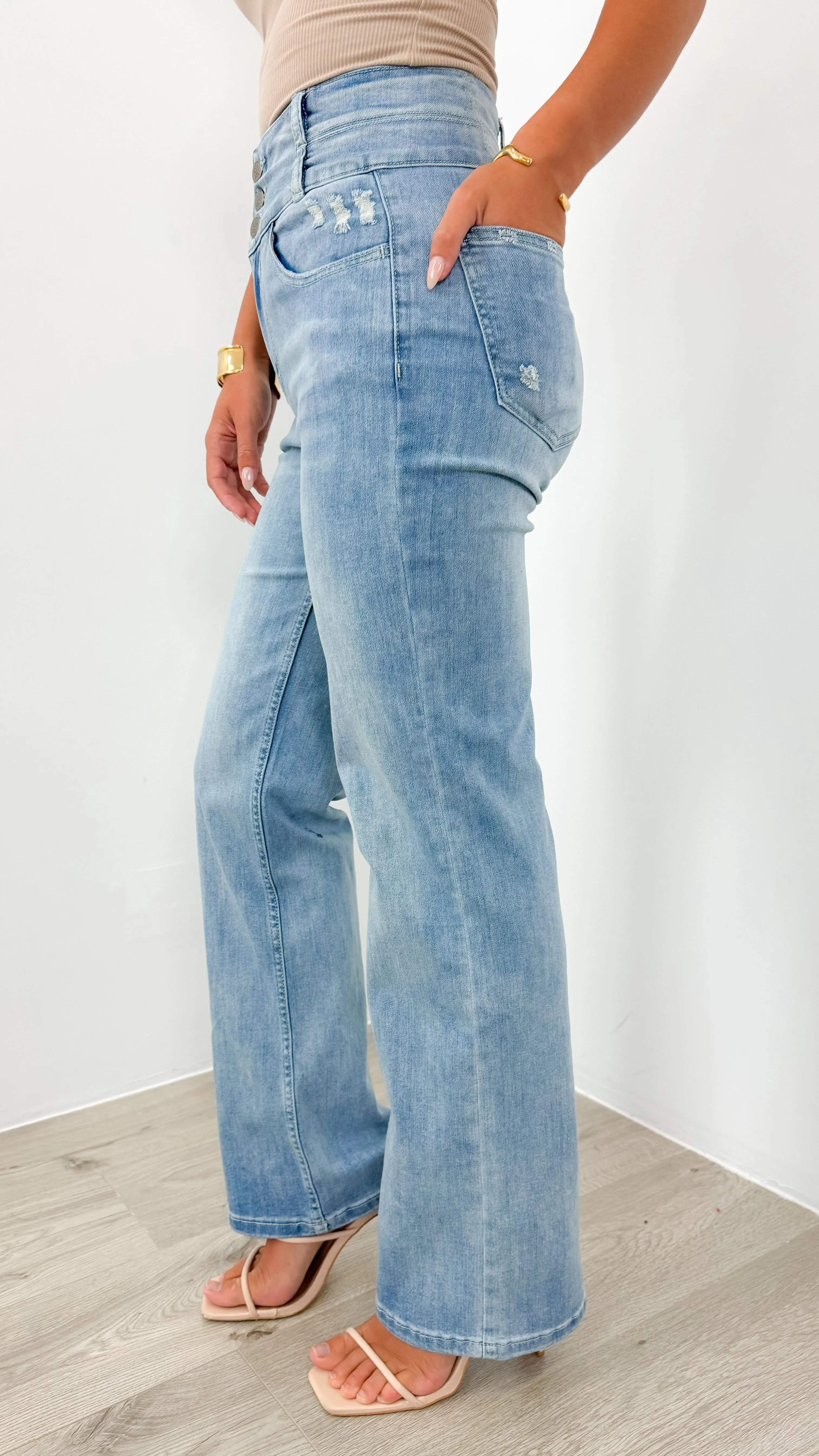 HARLEM STRETCH WIDE LEG JEAN - LIGHT BLUE