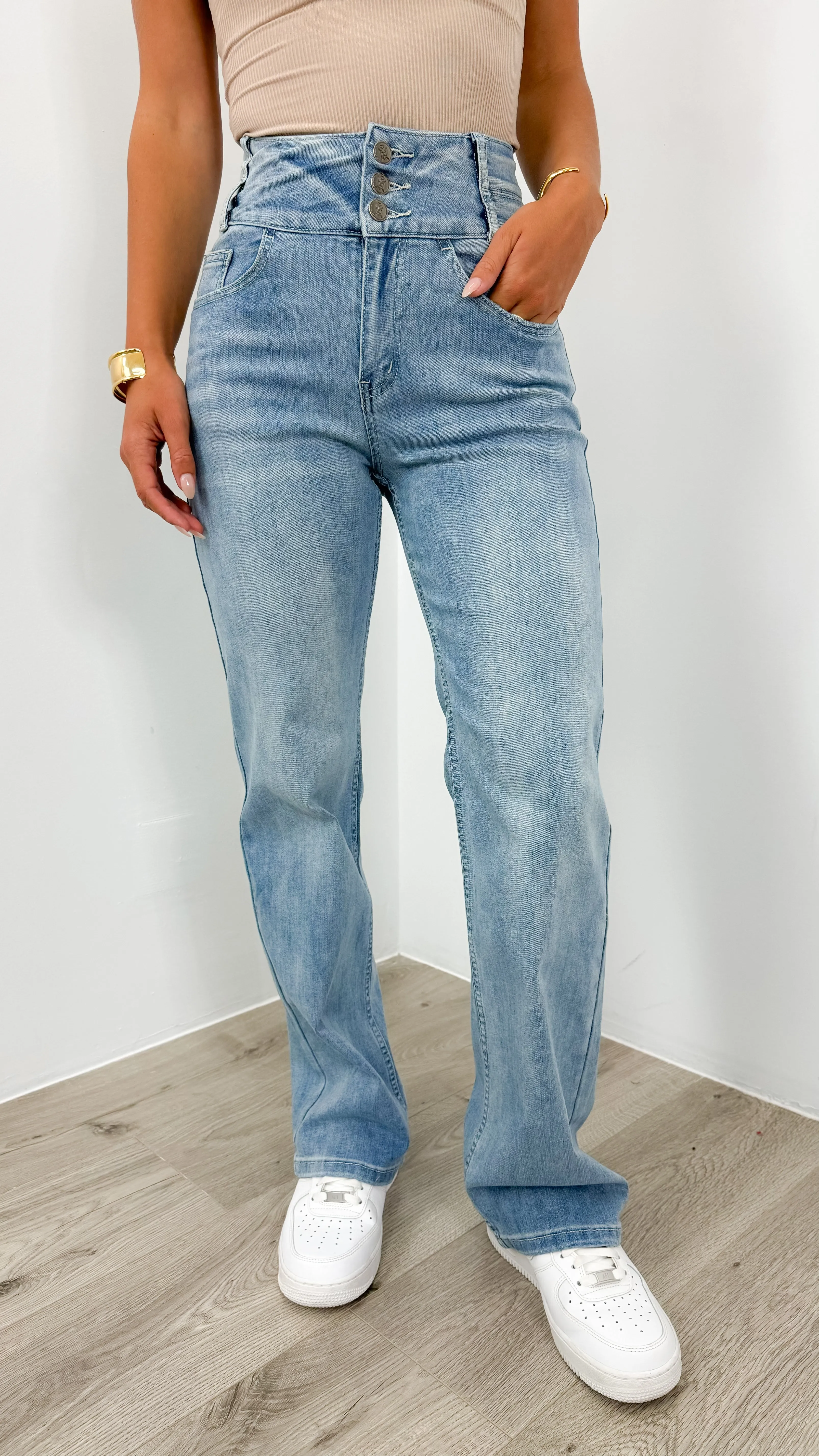 HARLEM STRETCH WIDE LEG JEAN - LIGHT BLUE