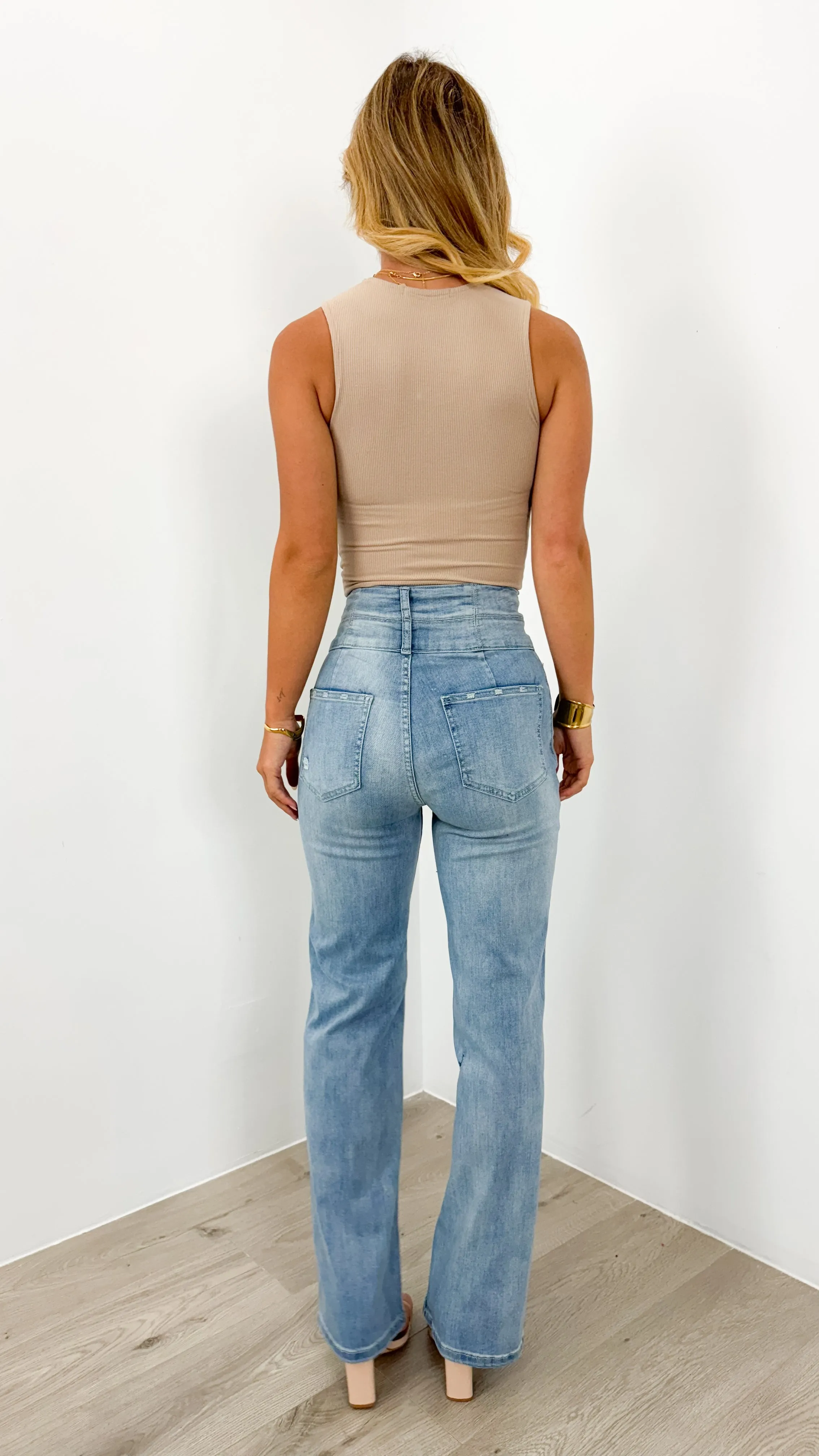 HARLEM STRETCH WIDE LEG JEAN - LIGHT BLUE