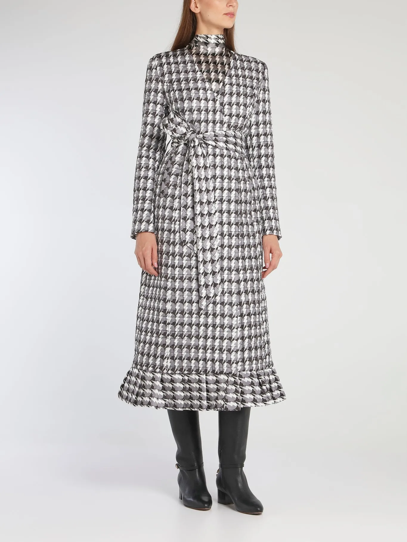 Helen Check Flared Hem Coat