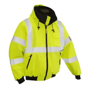 Hi Vis Waterproof Winter Bomber Jacket - ANSI Class 3 - Safety Yellow