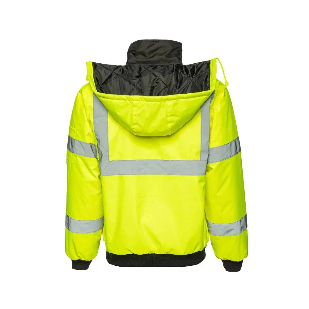 Hi Vis Waterproof Winter Bomber Jacket - ANSI Class 3 - Safety Yellow