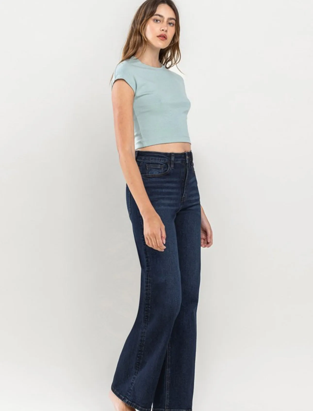 High Rise Wide Leg Dark Wash Denim