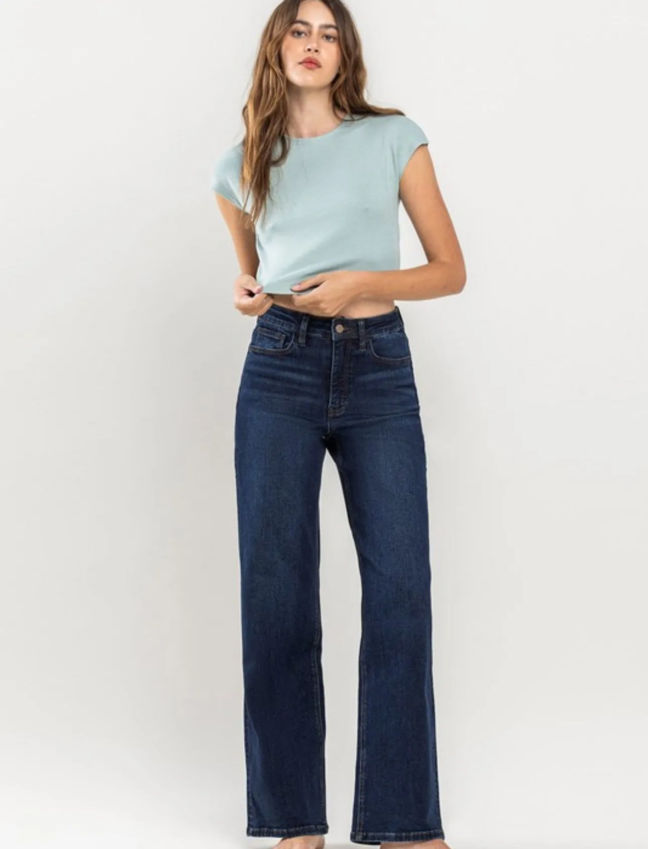 High Rise Wide Leg Dark Wash Denim