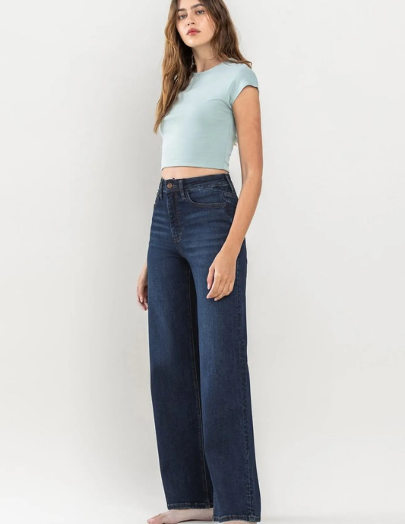 High Rise Wide Leg Dark Wash Denim