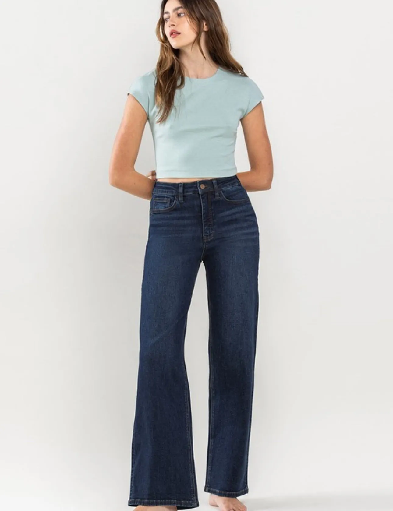 High Rise Wide Leg Dark Wash Denim