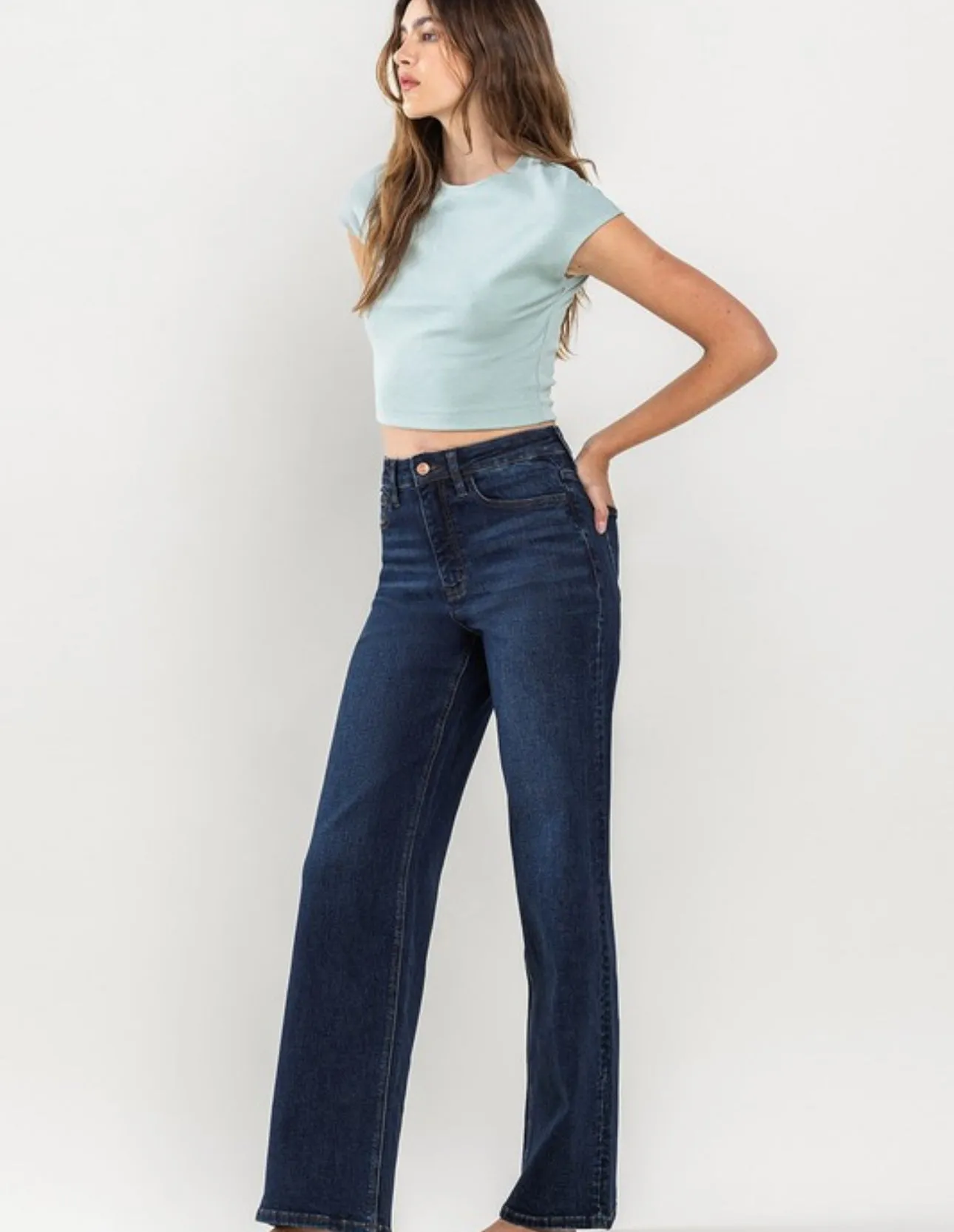 High Rise Wide Leg Dark Wash Denim