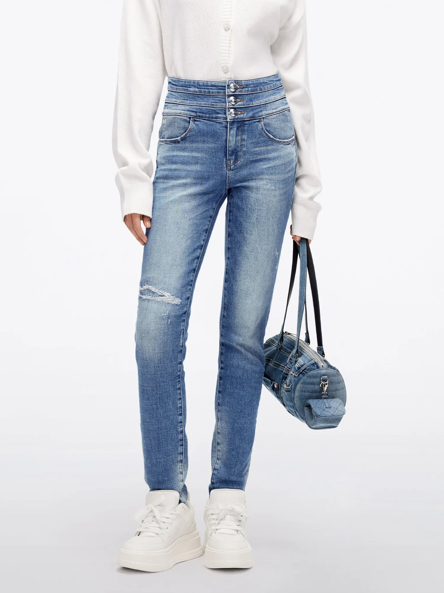 High Waisted Ripped Jeans