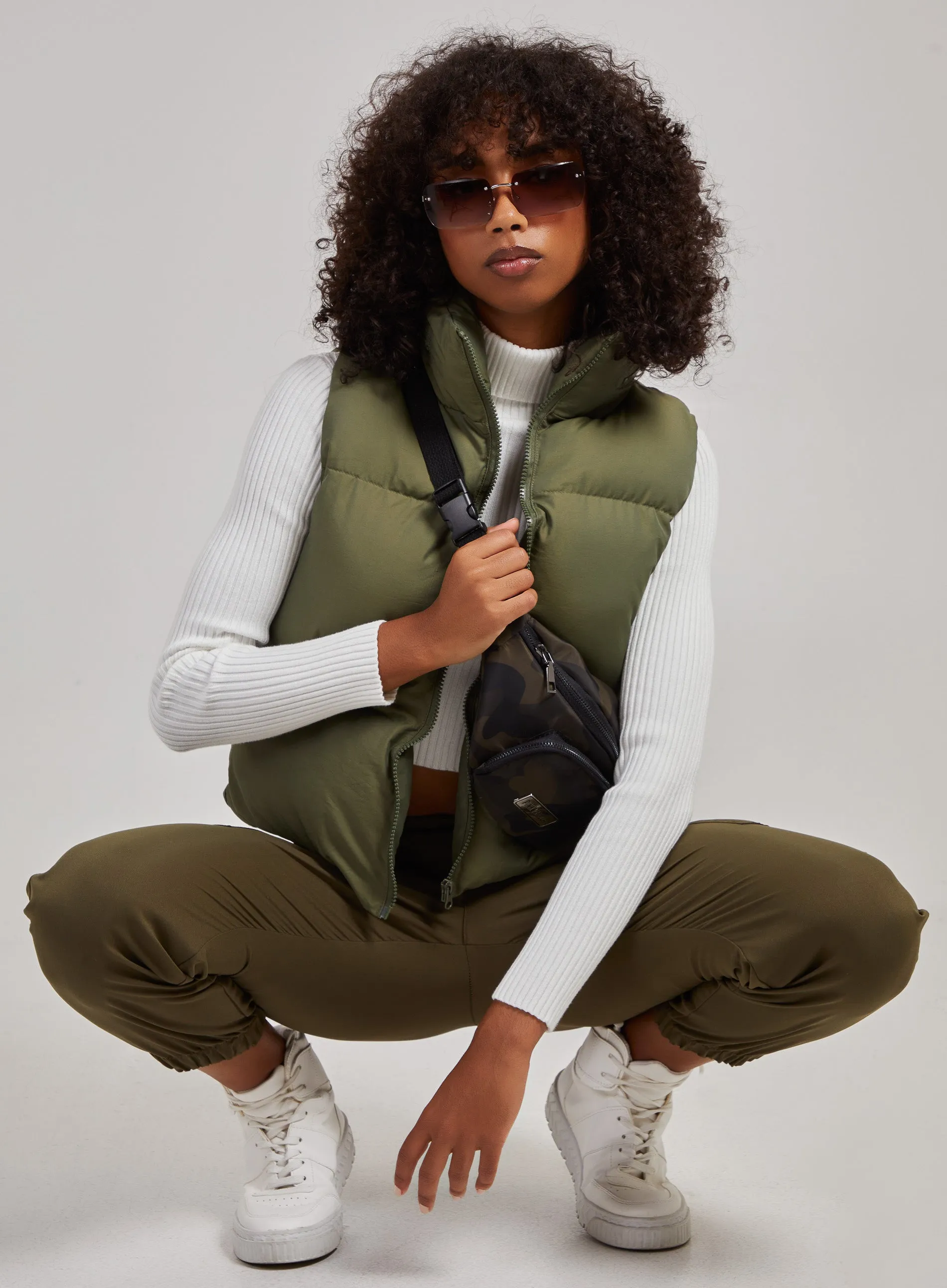 Hooded Padded Sleeveless Coat