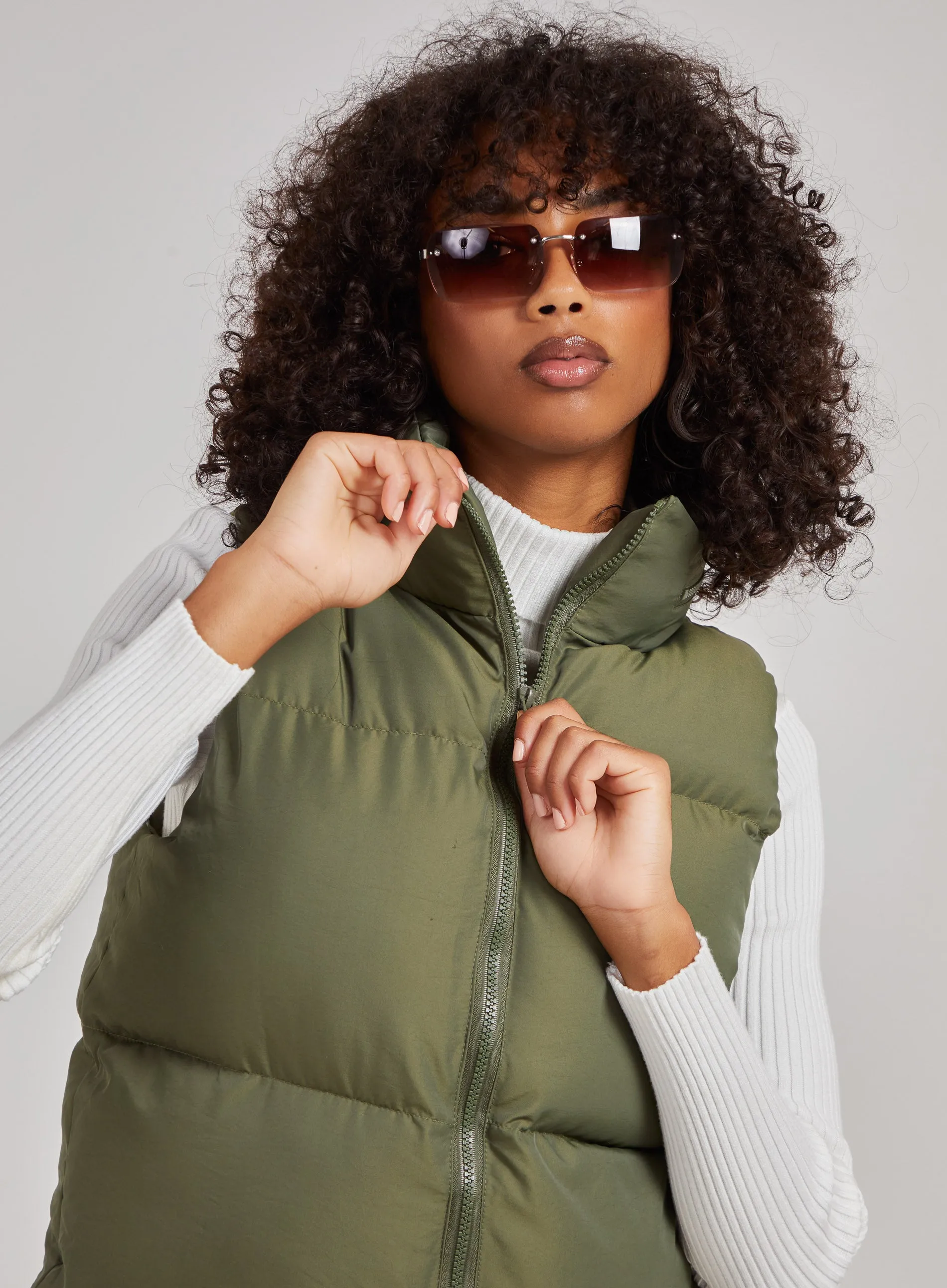 Hooded Padded Sleeveless Coat