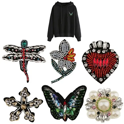 Iron/Sew On Embroidered Applique Rhinestone Sequin Butterfly Patch DIY for Clothing Bag Shoe Decor