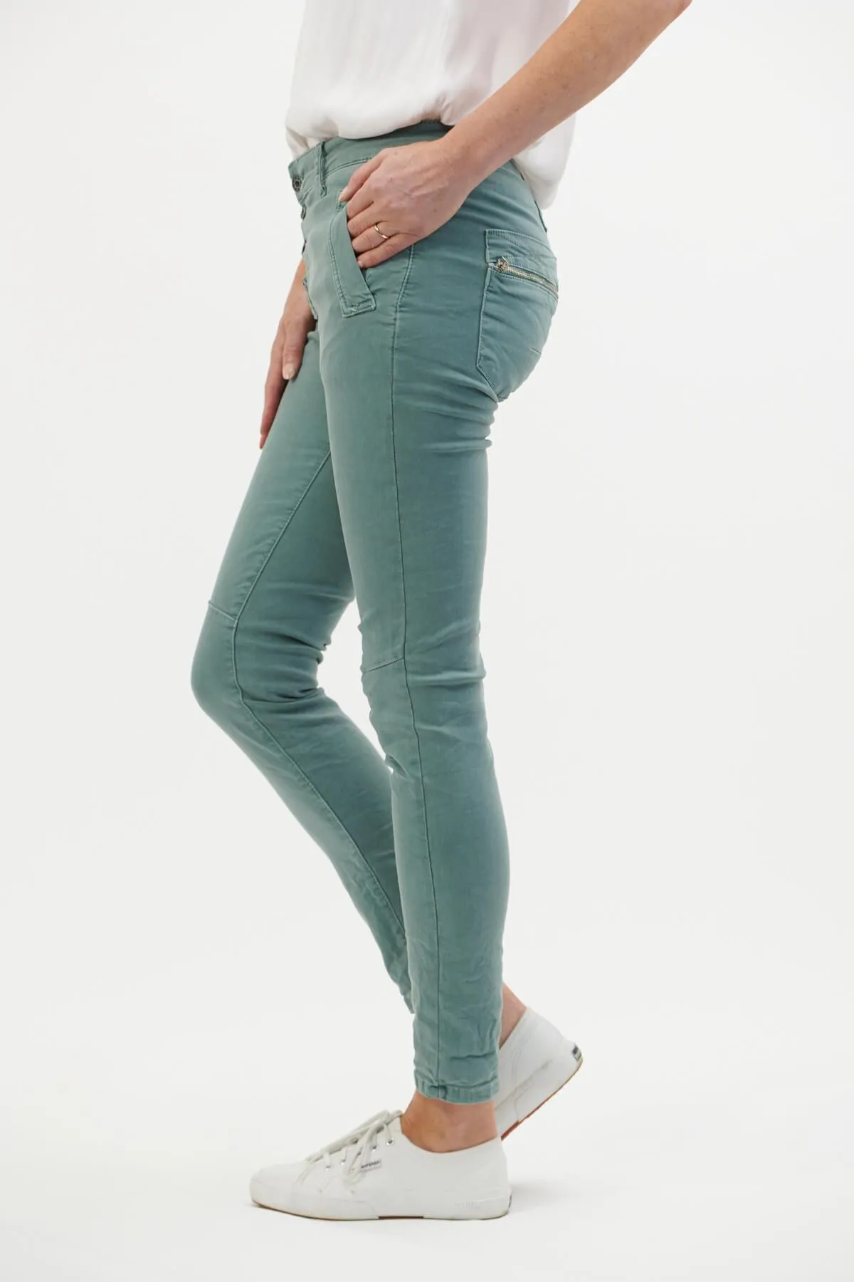 ITALIAN STAR Button Jeans - Aqua