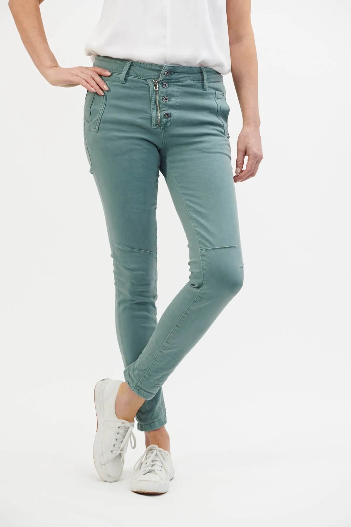 ITALIAN STAR Button Jeans - Aqua