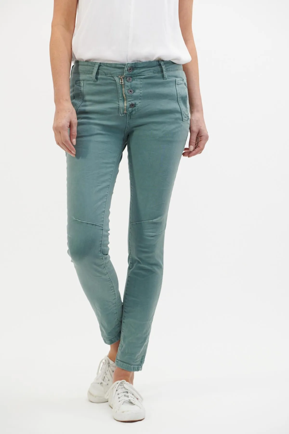 ITALIAN STAR Button Jeans - Aqua