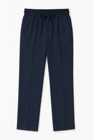 IVAR® Navy Lycra Pleated Stapered Pants