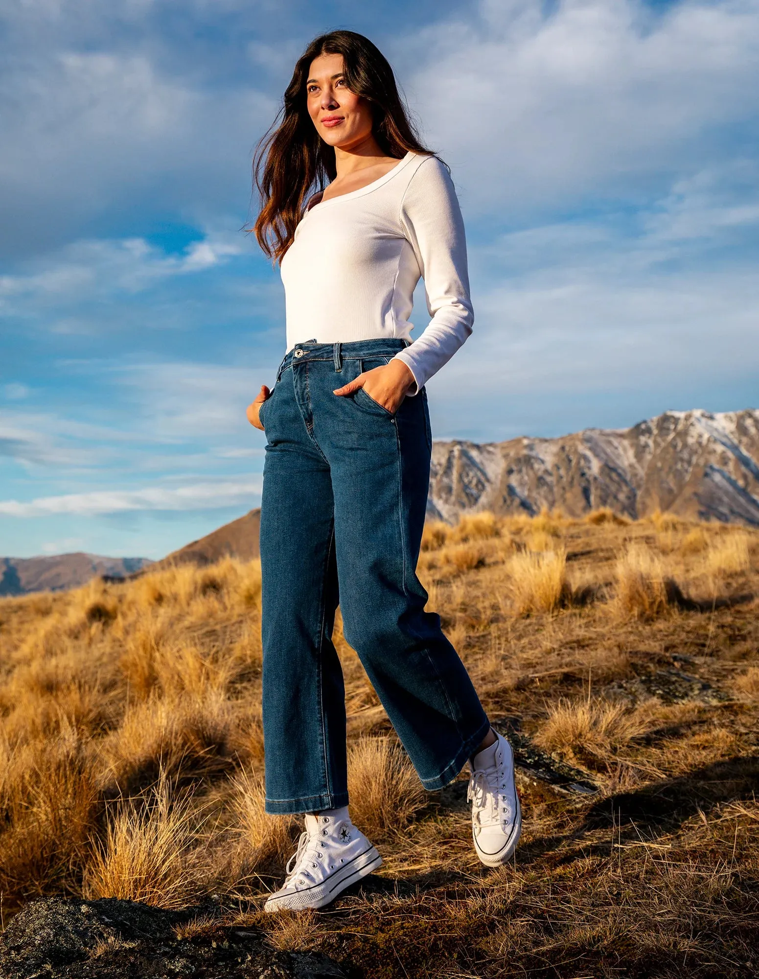 IZZY WIDE LEG JEAN - DARK BLUE WASH