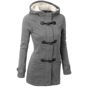 Jacket Women Hooded Coat Fashion Women Parka Horn Button Coats