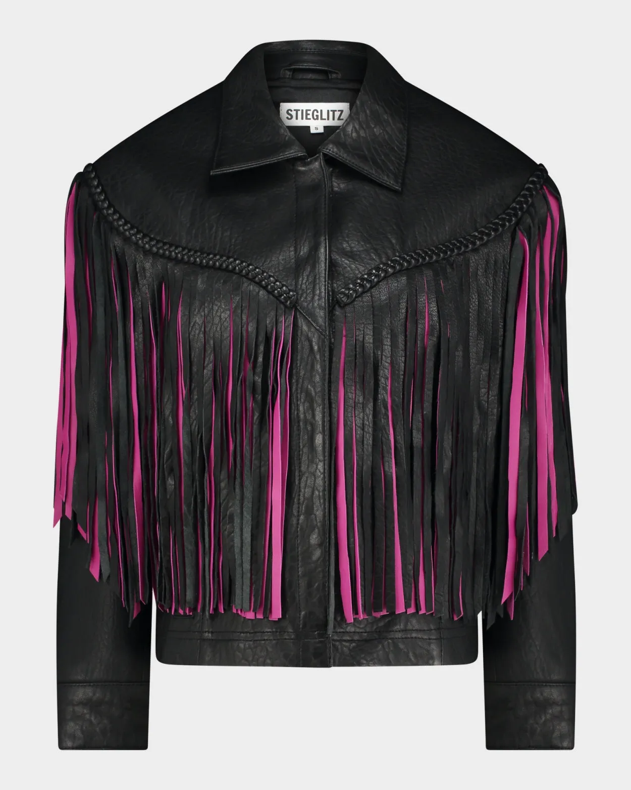 Janez Leather Fringe Jacket | Black
