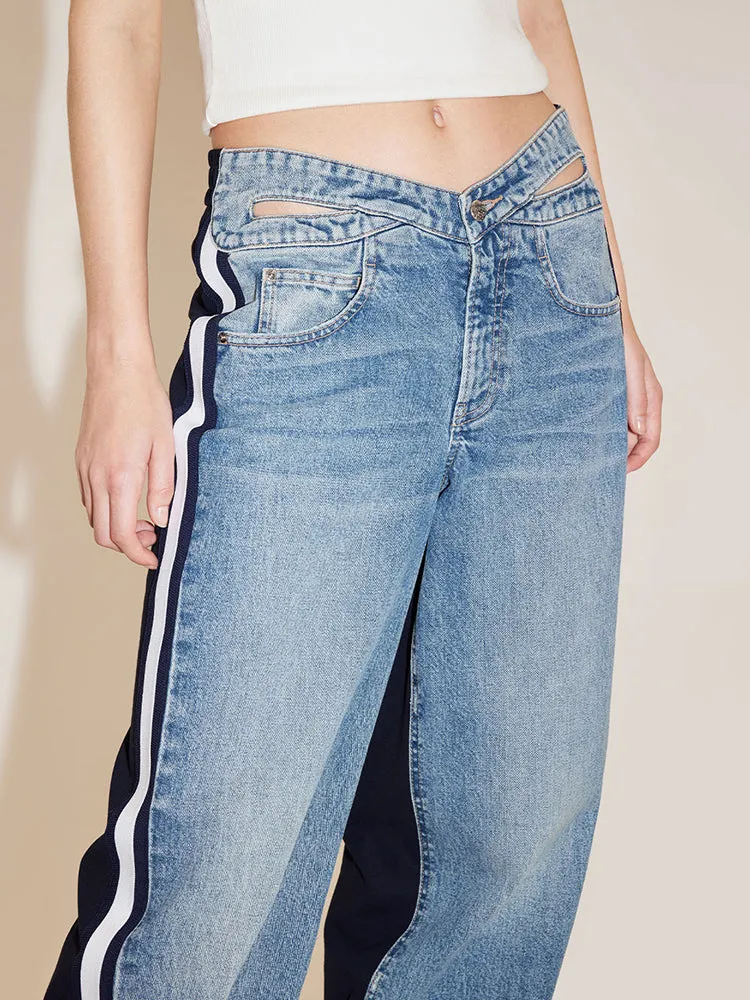 Jeans With Front And Back Patchwork