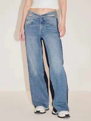 Jeans With Front And Back Patchwork