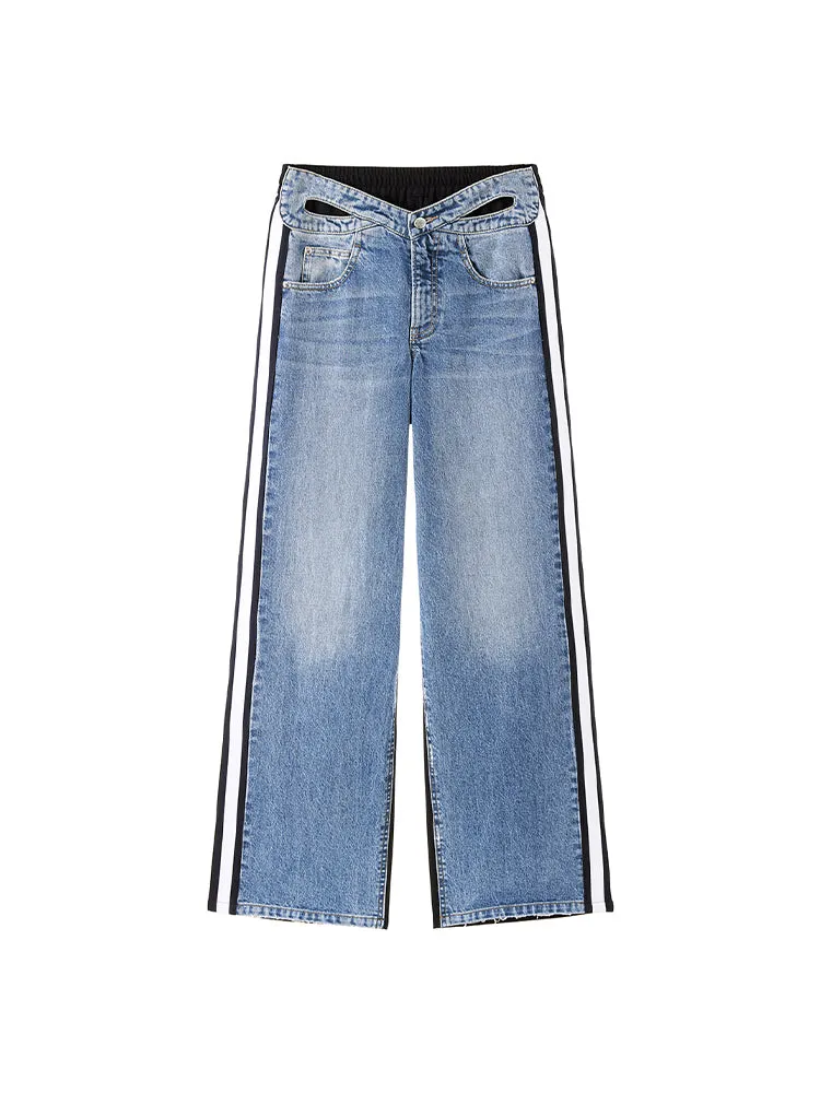 Jeans With Front And Back Patchwork