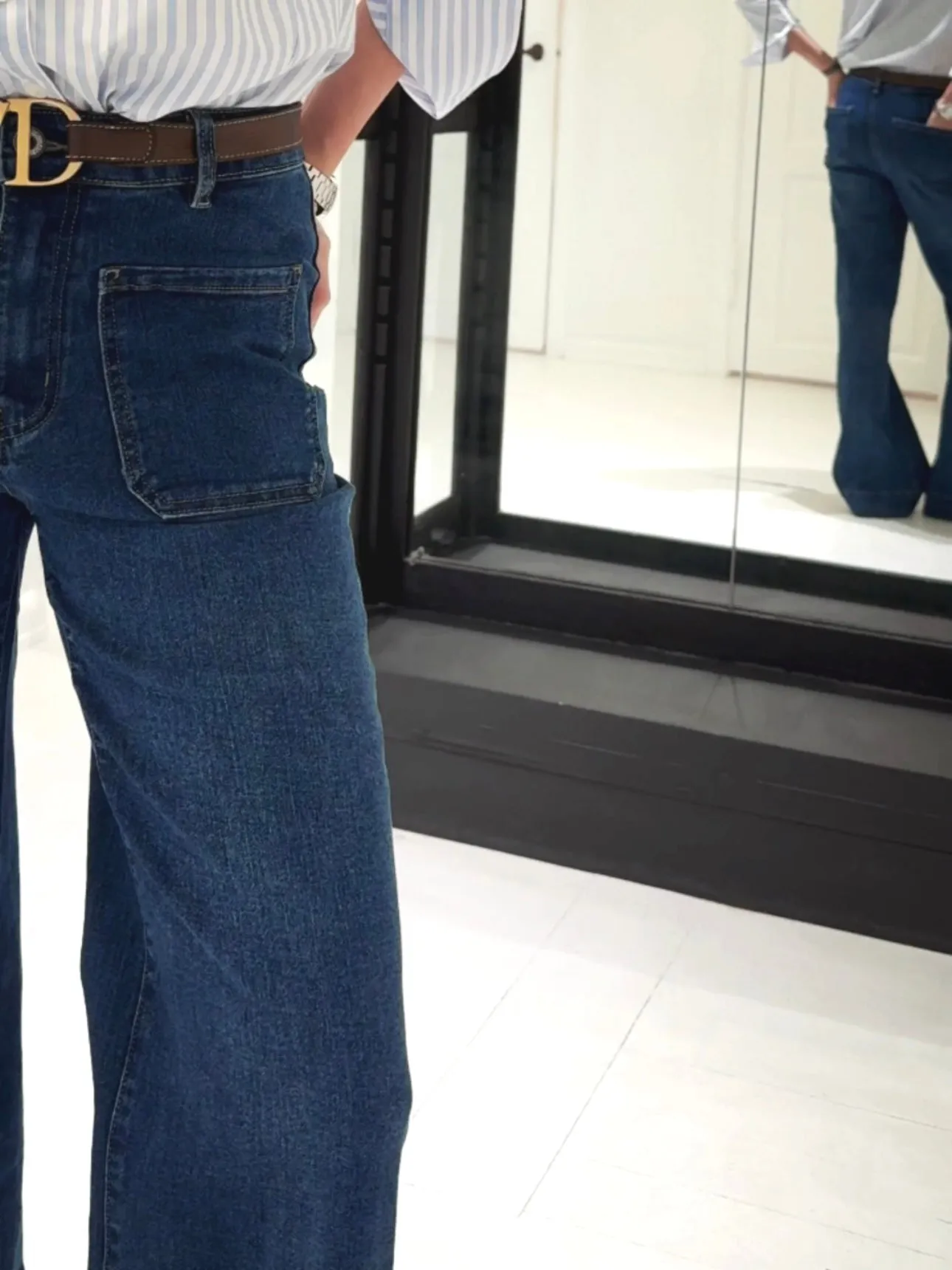 JEANS WITH FRONT POCKETS - DENIM DARK BLUE