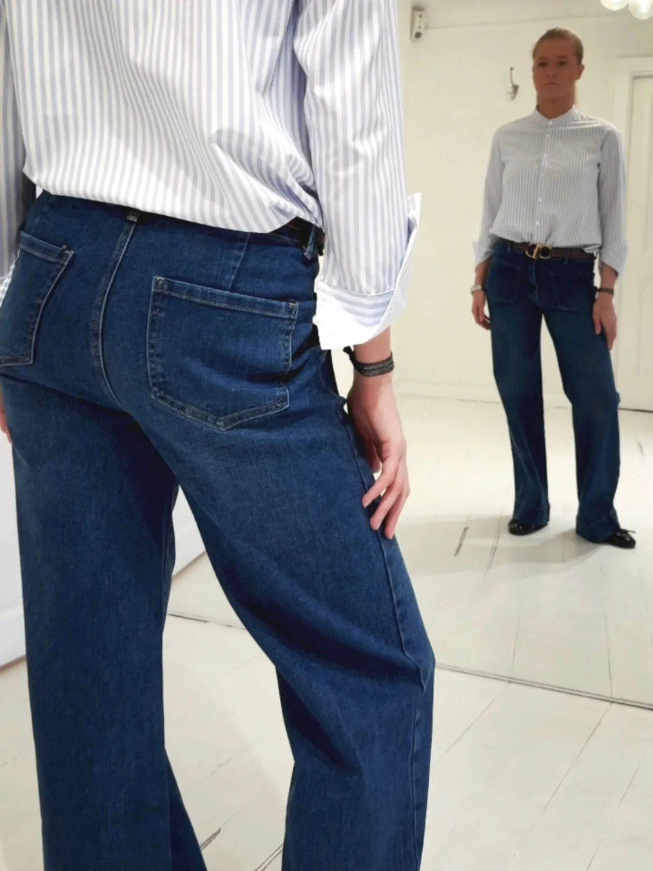 JEANS WITH FRONT POCKETS - DENIM DARK BLUE