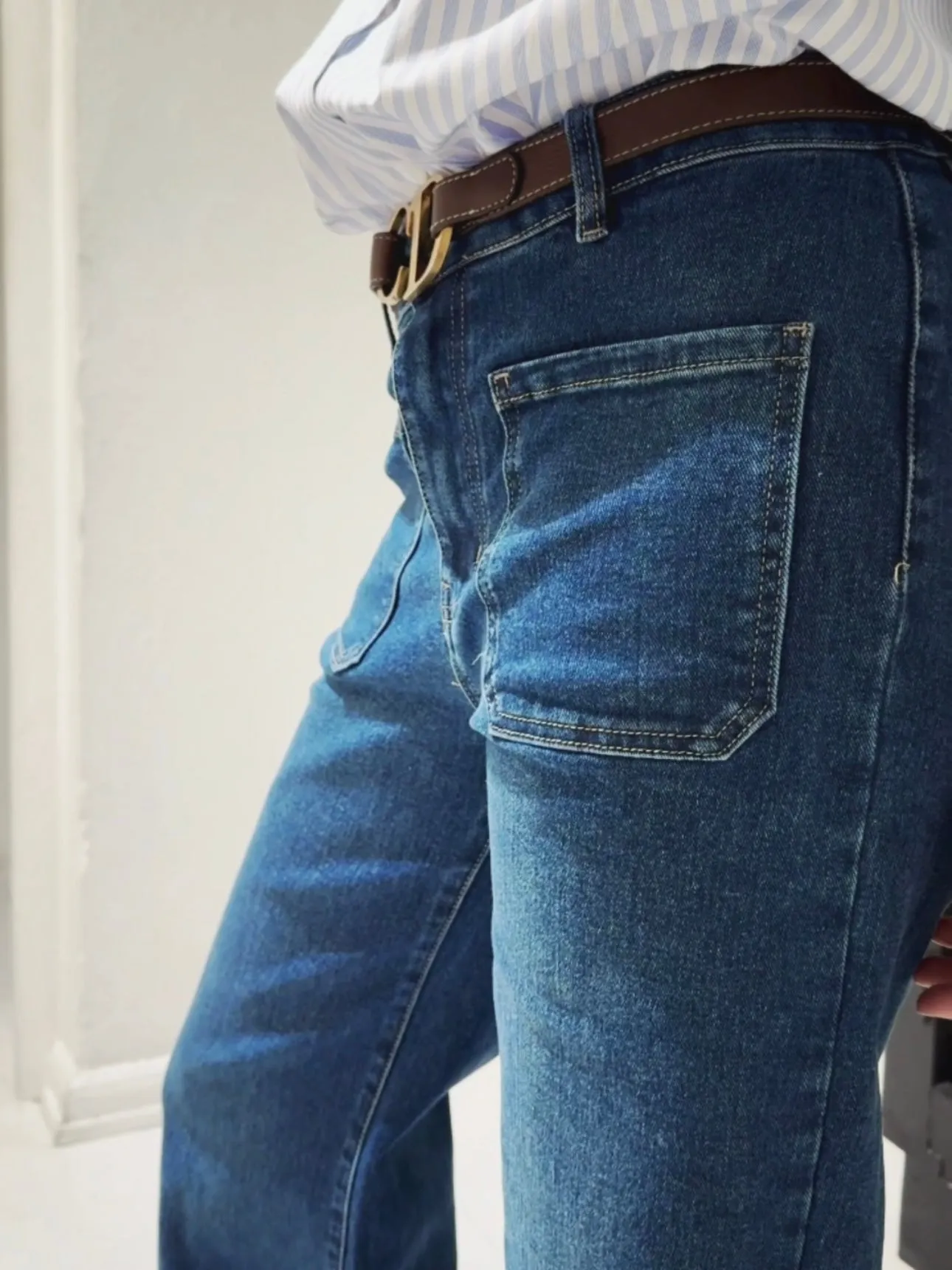 JEANS WITH FRONT POCKETS - DENIM DARK BLUE