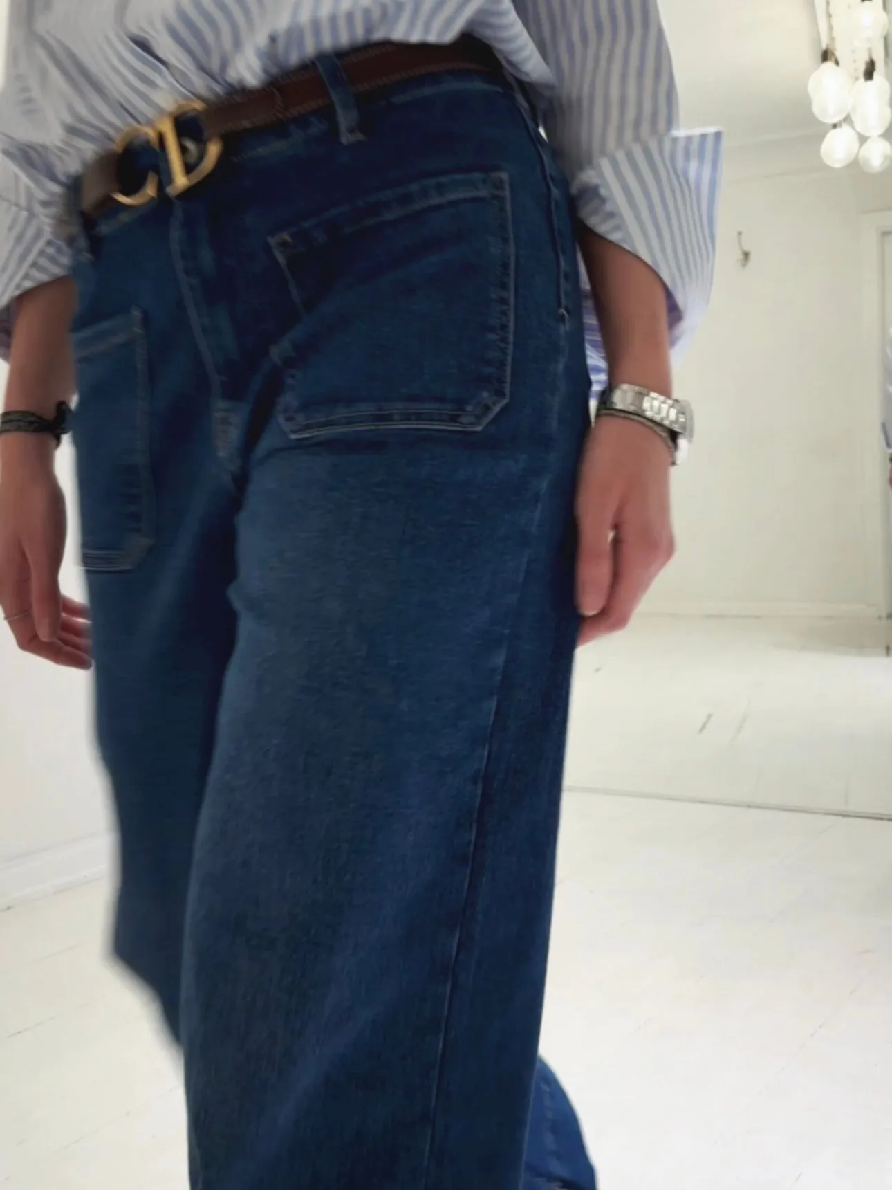 JEANS WITH FRONT POCKETS - DENIM DARK BLUE