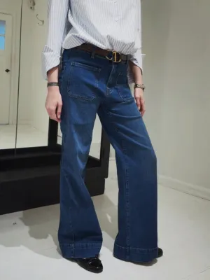 JEANS WITH FRONT POCKETS - DENIM DARK BLUE