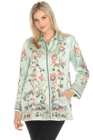 Johnny Was Green Emeral Embellished Embroidered Jacket C45824-E