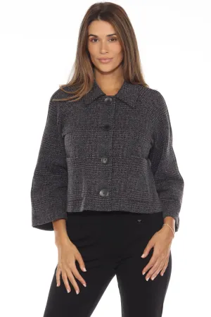 Joseph Ribkoff Black/Multi Plaid Jacquard Knit Boxy Jacket 243241