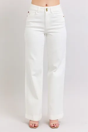 Judy Blue Double Button White Trouser Jean