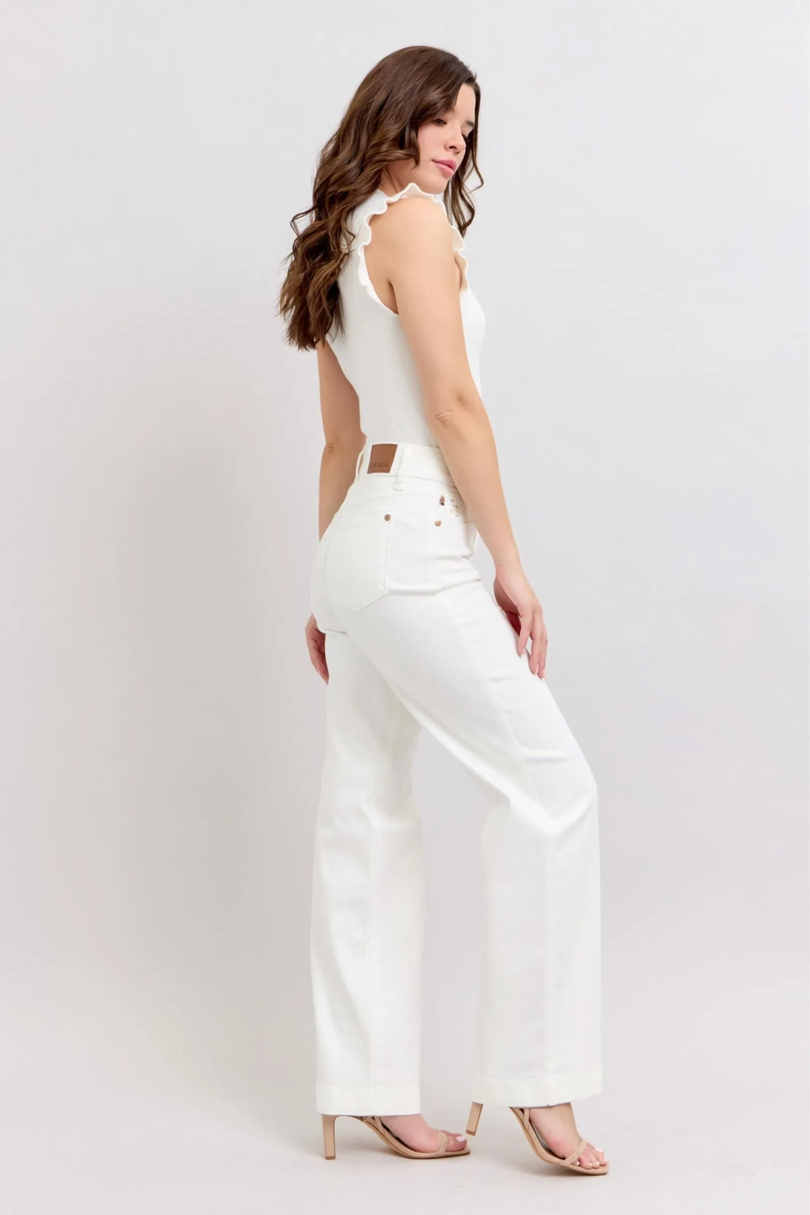 Judy Blue Double Button White Trouser Jean