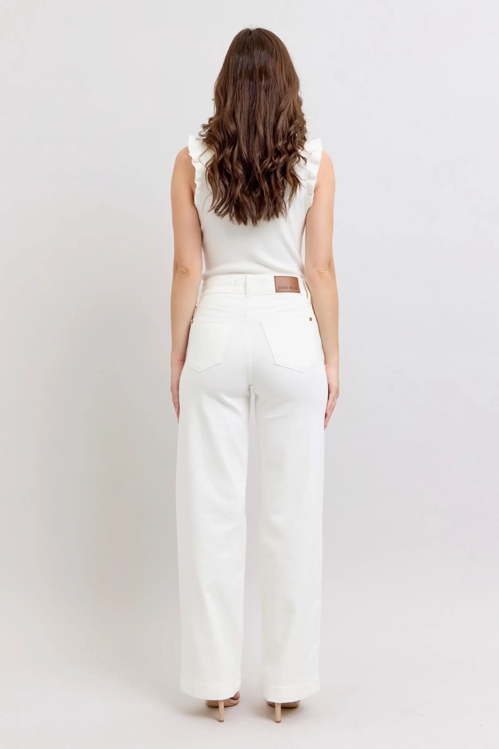 Judy Blue Double Button White Trouser Jean