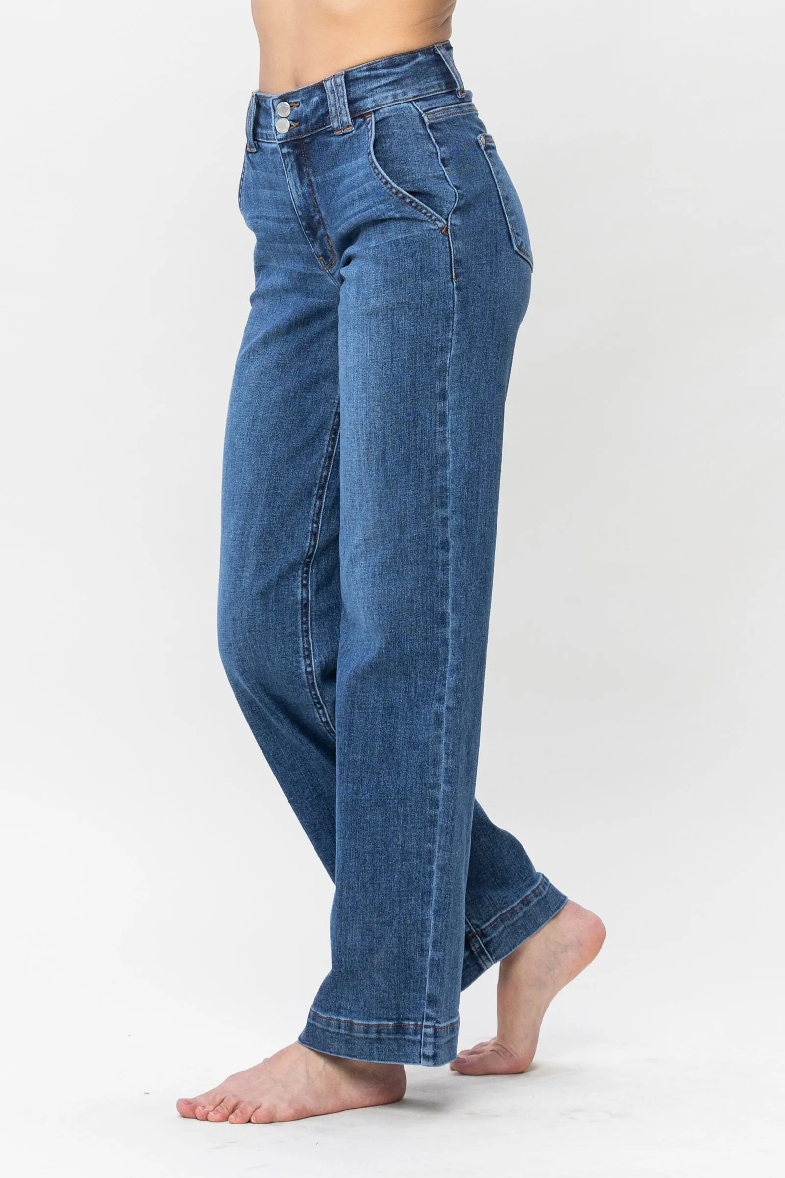Judy Blue High Waist Double Button Wide Leg