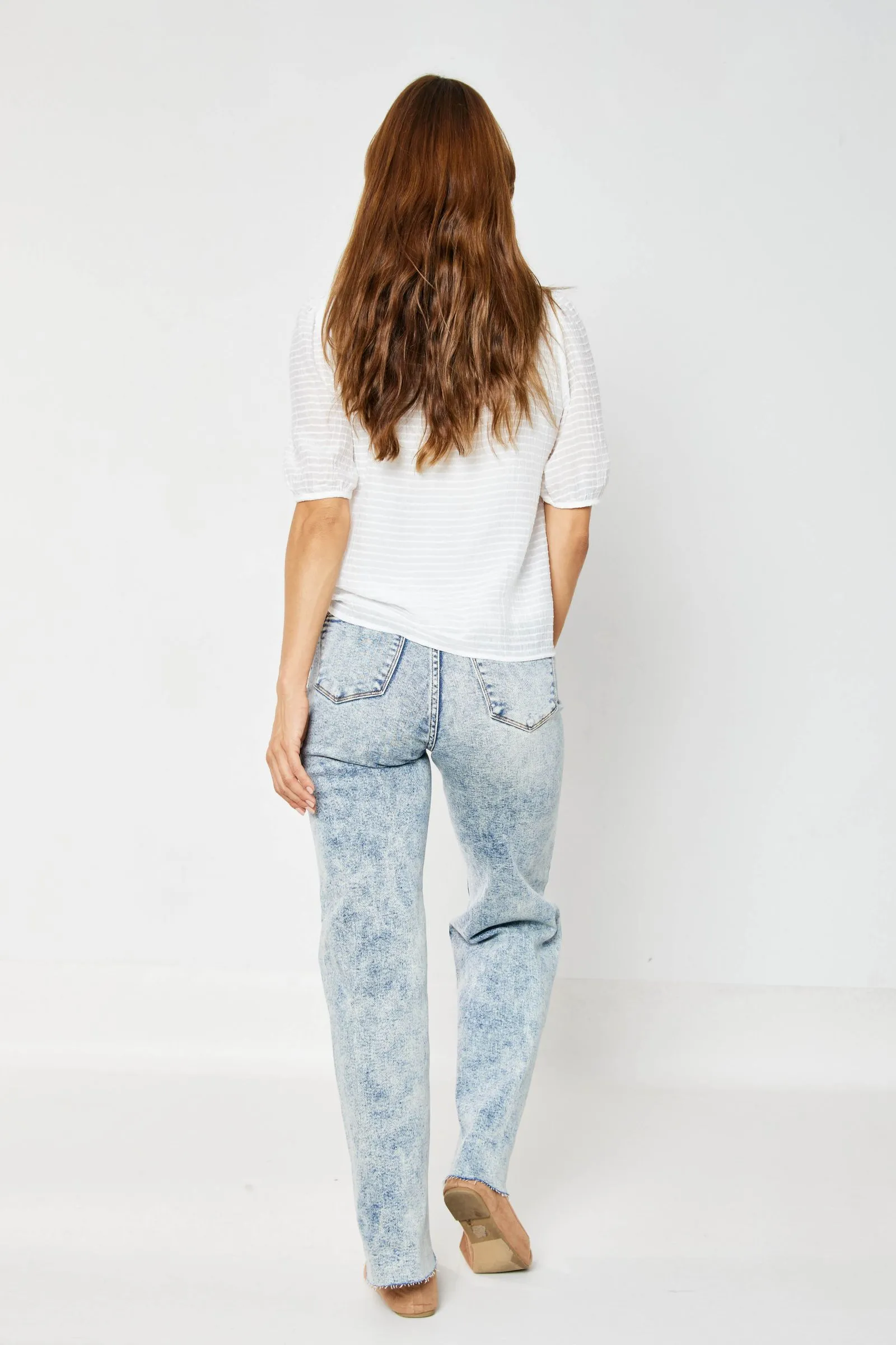 Judy Blue High Waist Mineral Wash Raw Hem Wide Leg Jeans