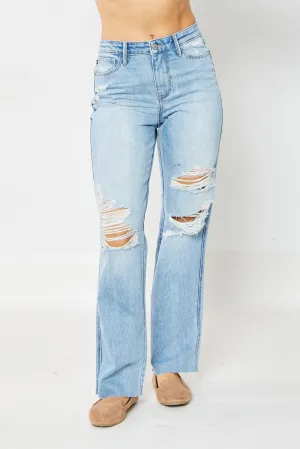 Judy Blue High Waist Rigid Magic 90's Destroy Straight - Curvy