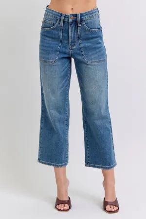 Judy Blue HW Utility Pockets Crop Wide