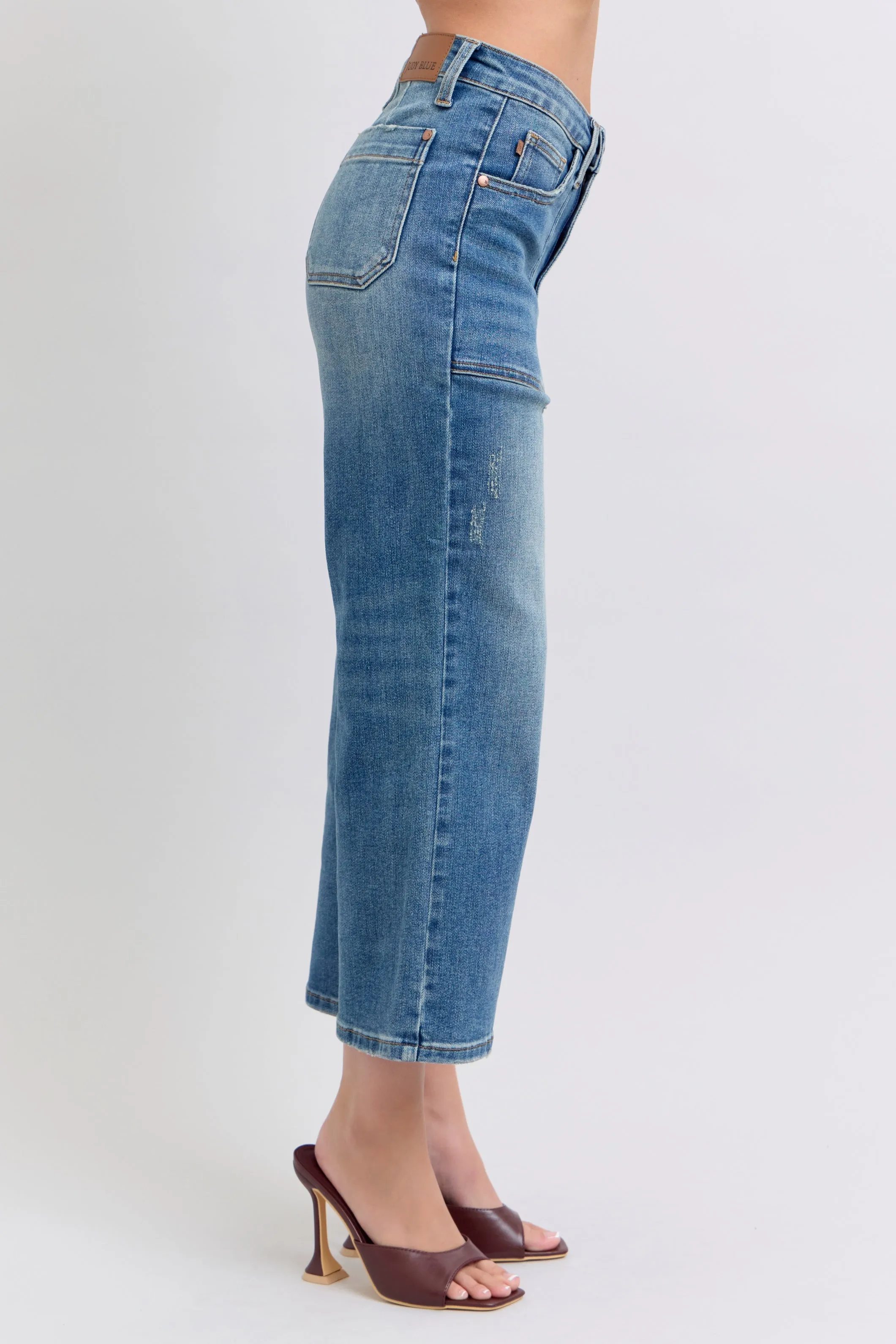 Judy Blue HW Utility Pockets Crop Wide