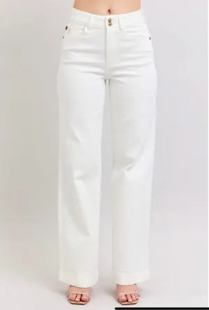 Judy Blue White Wide Jeans