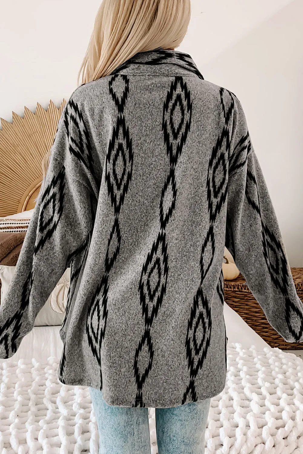 KaleaBoutique Aztec Contrast Chest Pockets Loose Shacket