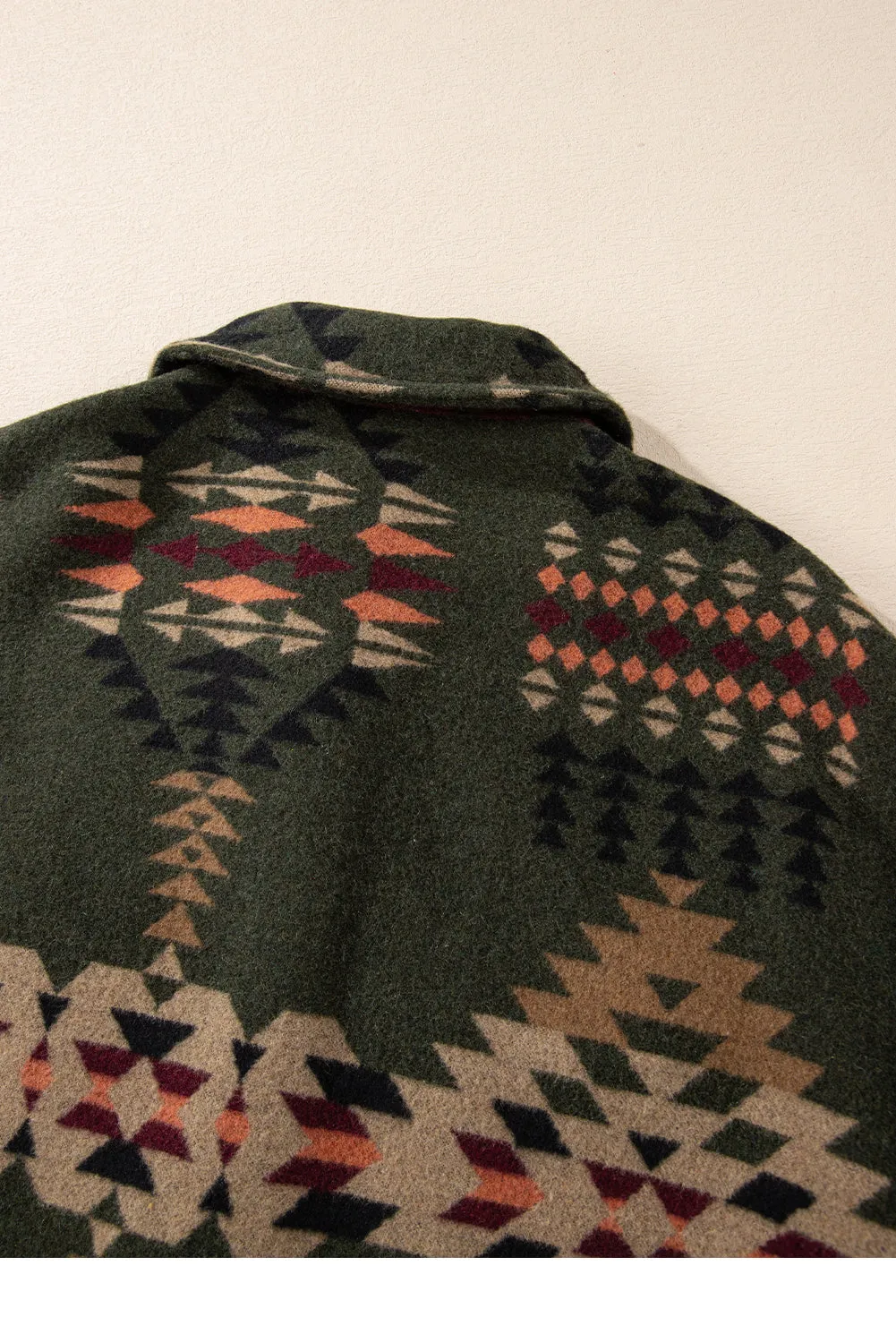KaleaBoutique Aztec Print Flap Pockets Long Sleeve Shacket