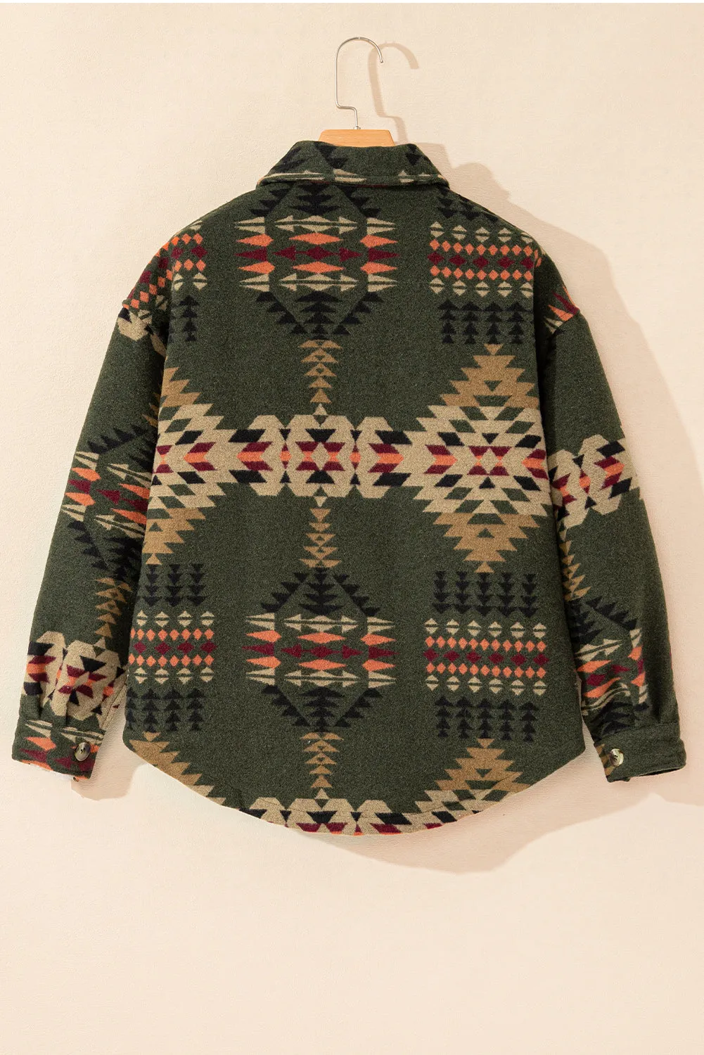 KaleaBoutique Aztec Print Flap Pockets Long Sleeve Shacket