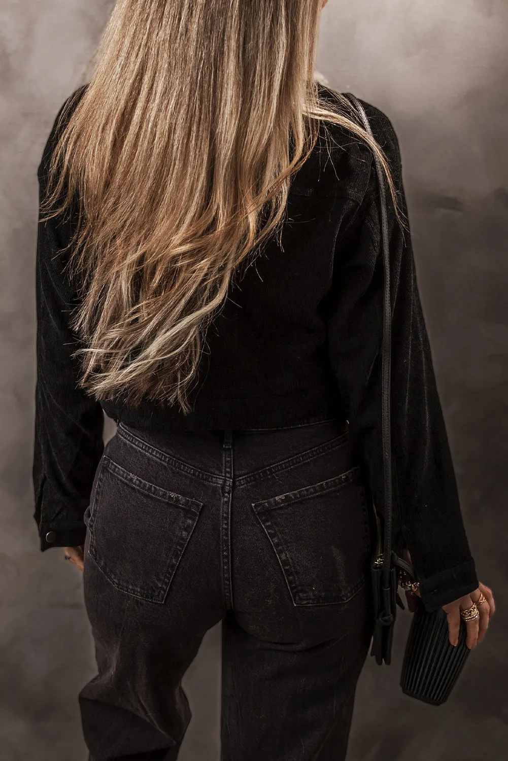 KaleaBoutique Fleece Lined Button-up Collared Corduroy Crop Jacket