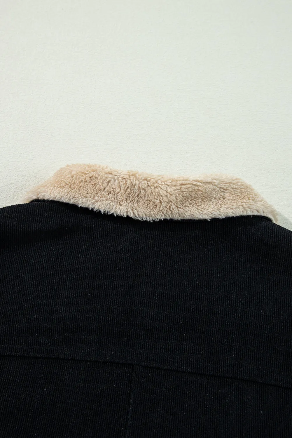 KaleaBoutique Fleece Lined Button-up Collared Corduroy Crop Jacket